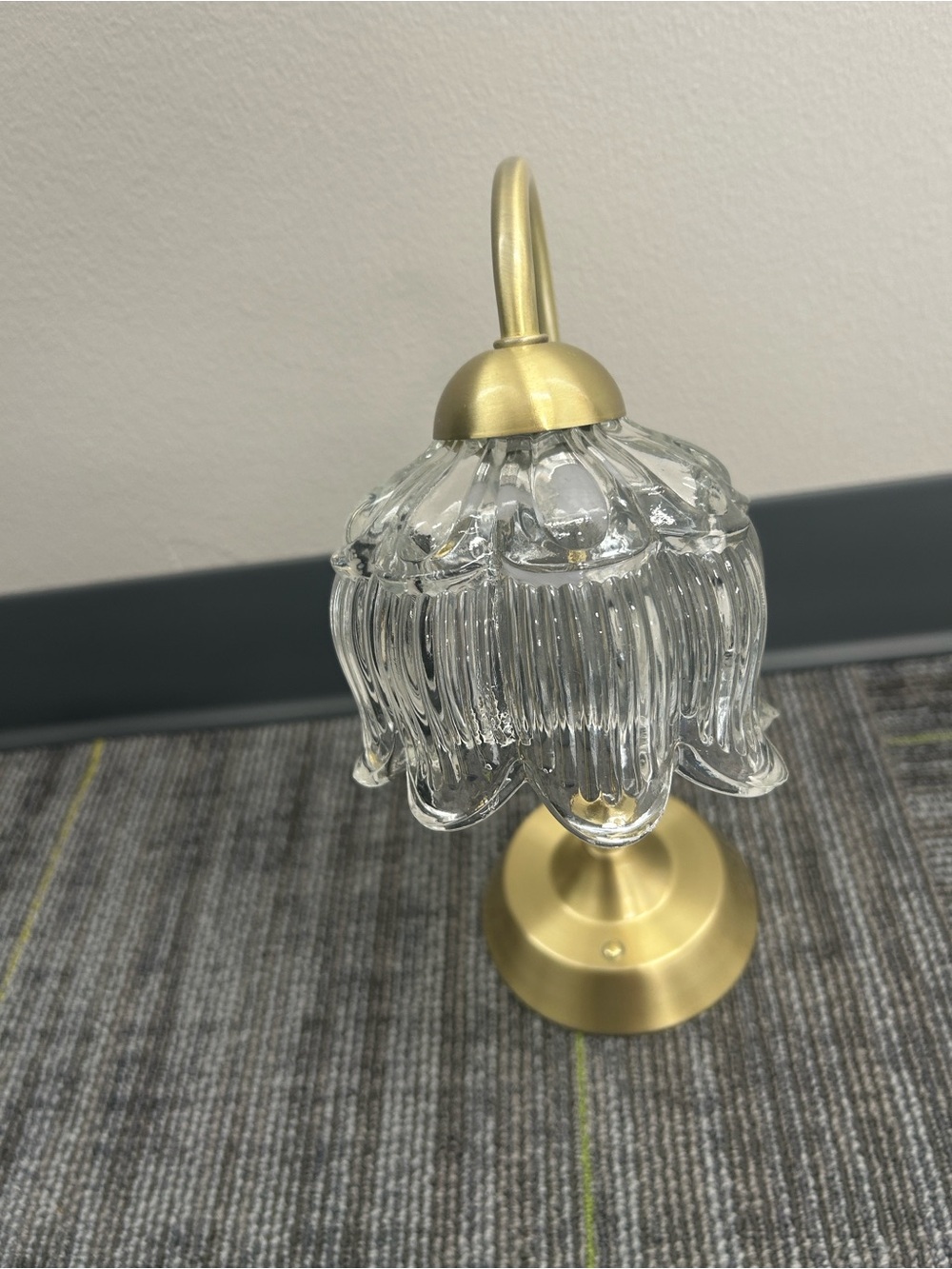 Glass Tulip Shade Table Lamp in Brushed Gold